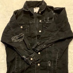 Zara ripped oversize denim trucker jacket / unisex